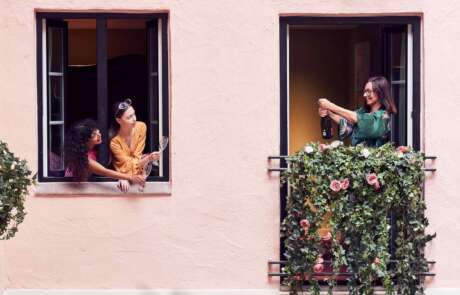 The Whole Shabang at MJ’S Guests celebrating together from hotel room windows during an exclusive hotel takeover at MJ'S in Malmö