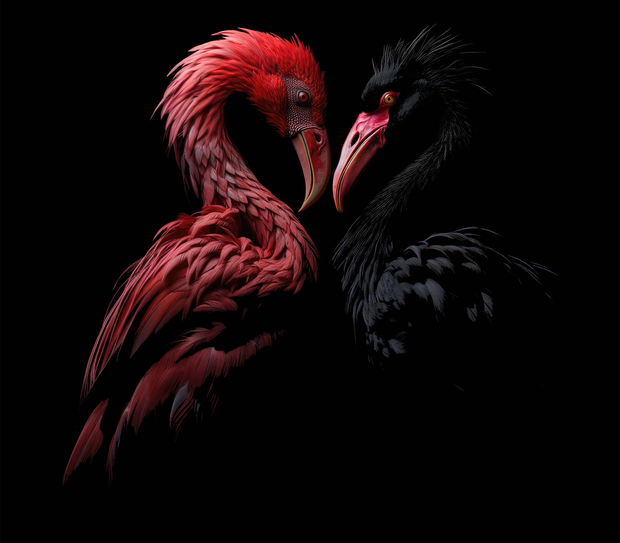Flamingos at Lillies Cocktail Bar Pink and black flamingo artwork at Lillies Cocktail Bar in MJ'S Hotel Malmö
